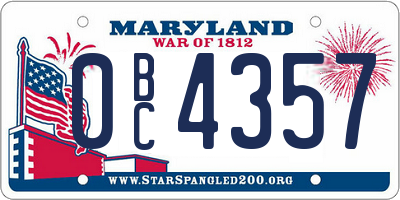 MD license plate 0BC4357