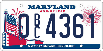 MD license plate 0BC4361