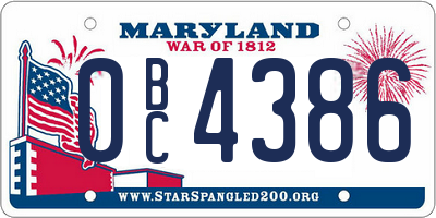 MD license plate 0BC4386