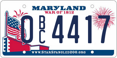 MD license plate 0BC4417