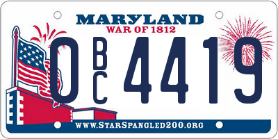 MD license plate 0BC4419