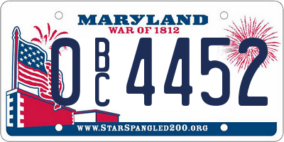 MD license plate 0BC4452