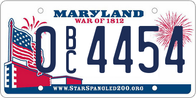 MD license plate 0BC4454
