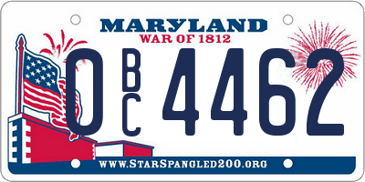 MD license plate 0BC4462