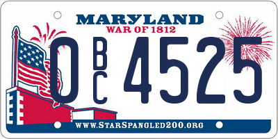 MD license plate 0BC4525
