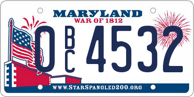 MD license plate 0BC4532