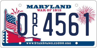 MD license plate 0BC4561