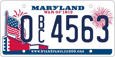 MD license plate 0BC4563