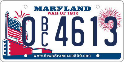 MD license plate 0BC4613