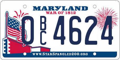 MD license plate 0BC4624