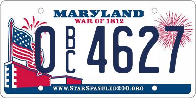MD license plate 0BC4627