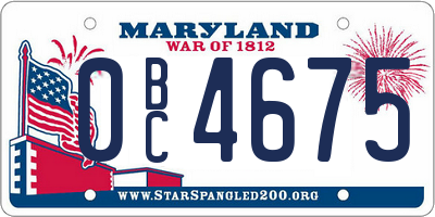 MD license plate 0BC4675