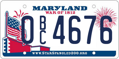 MD license plate 0BC4676