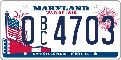MD license plate 0BC4703