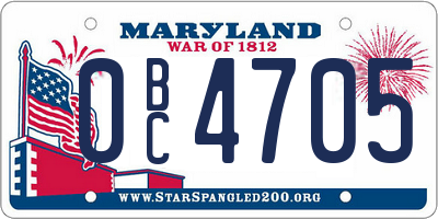 MD license plate 0BC4705