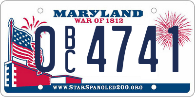 MD license plate 0BC4741
