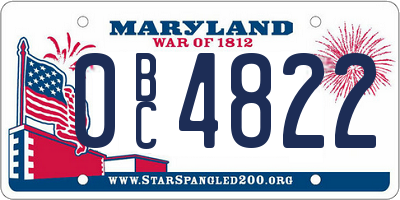 MD license plate 0BC4822
