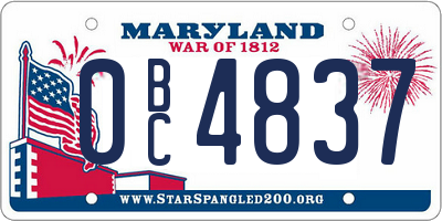 MD license plate 0BC4837