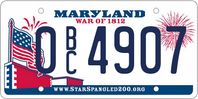 MD license plate 0BC4907