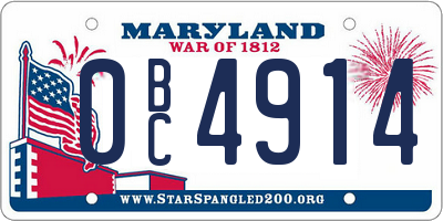 MD license plate 0BC4914