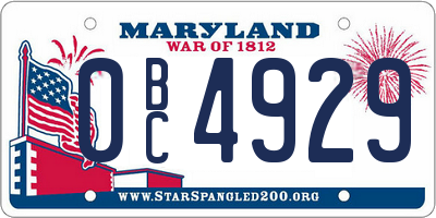 MD license plate 0BC4929