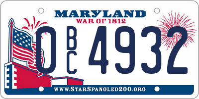MD license plate 0BC4932