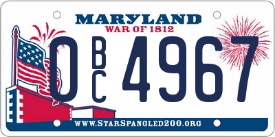 MD license plate 0BC4967
