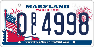 MD license plate 0BC4998