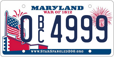 MD license plate 0BC4999