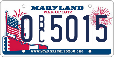 MD license plate 0BC5015