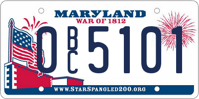 MD license plate 0BC5101
