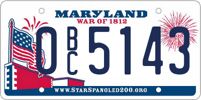 MD license plate 0BC5143