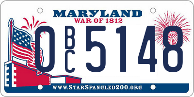 MD license plate 0BC5148