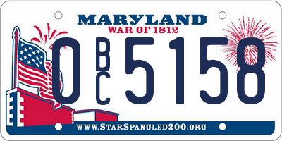 MD license plate 0BC5158
