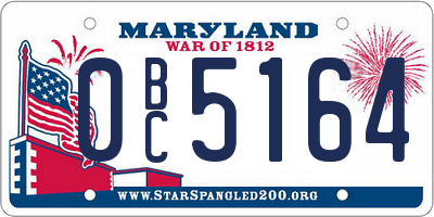 MD license plate 0BC5164