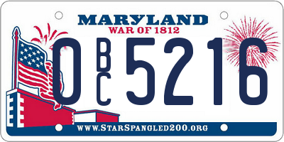 MD license plate 0BC5216