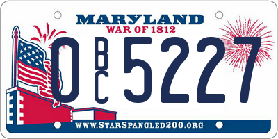 MD license plate 0BC5227