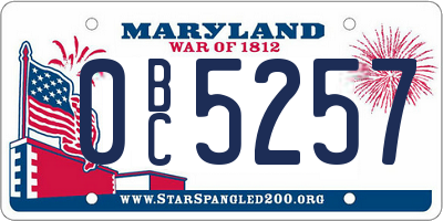 MD license plate 0BC5257