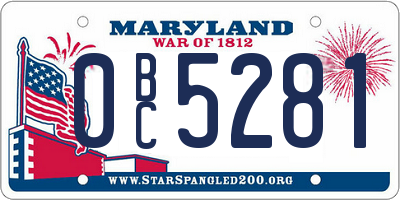 MD license plate 0BC5281