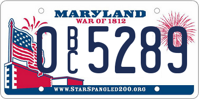 MD license plate 0BC5289
