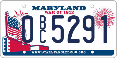 MD license plate 0BC5291