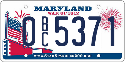 MD license plate 0BC5371