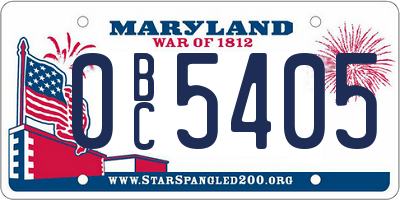 MD license plate 0BC5405