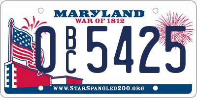 MD license plate 0BC5425