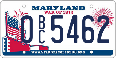 MD license plate 0BC5462