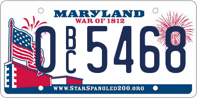 MD license plate 0BC5468