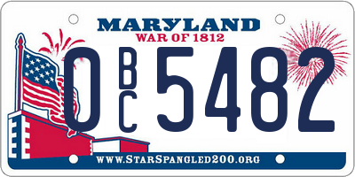 MD license plate 0BC5482