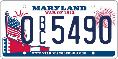 MD license plate 0BC5490