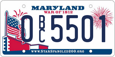 MD license plate 0BC5501
