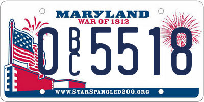 MD license plate 0BC5518